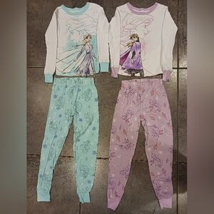 Two Sets of Girls Size 7 Disney Frozen Elsa and Anna Pajama Sets